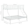 Estructura de litera de metal blanco 140x200 cm/90x200 cm de vidaXL, Camas y somieres - Ref: Foro24-287903, Precio: 277,77 €,...