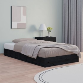 Schwarzer Einzelbettrahmen aus Massivholz, 75 x 190 cm von vidaXL, Betten und Lattenroste - Ref: Foro24-820700, Preis: 104,34...