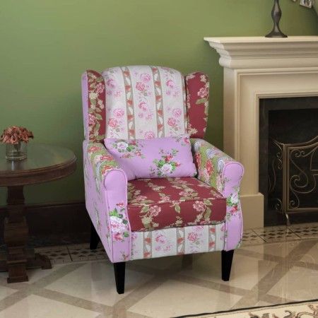 Sillón con diseño de retales de tela de vidaXL, Sillones - Ref: Foro24-240490, Precio: 279,57 €, Descuento: %