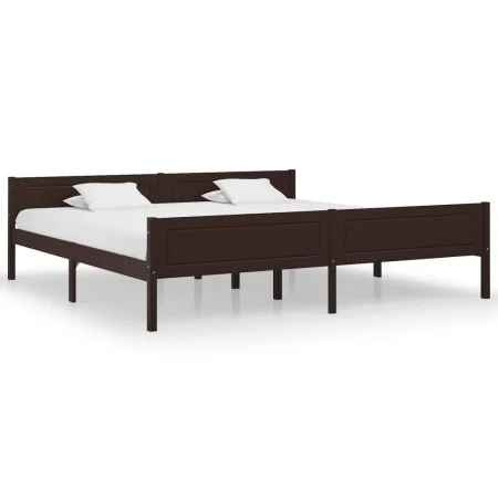 Dark brown solid pine wood bed frame 200x200 cm by vidaXL, Beds and slatted bases - Ref: Foro24-322123, Price: 125,27 €, Disc...