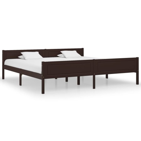 Estructura de cama madera maciza pino marrón oscuro 200x200 cm de vidaXL, Camas y somieres - Ref: Foro24-322123, Precio: 126,...