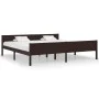 Dark brown solid pine wood bed frame 200x200 cm by vidaXL, Beds and slatted bases - Ref: Foro24-322123, Price: 125,27 €, Disc...