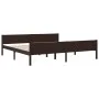 Dark brown solid pine wood bed frame 200x200 cm by vidaXL, Beds and slatted bases - Ref: Foro24-322123, Price: 125,27 €, Disc...