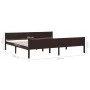 Dark brown solid pine wood bed frame 200x200 cm by vidaXL, Beds and slatted bases - Ref: Foro24-322123, Price: 125,27 €, Disc...
