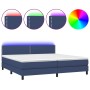 Box spring bed mattress and LED lights blue fabric 200x200 cm by vidaXL, Beds and slatted bases - Ref: Foro24-3133107, Price:...