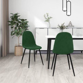 Sillas de comedor 2 unidades terciopelo verde oscuro Sillas de comedor 2 unidades terciopelo verde oscuro