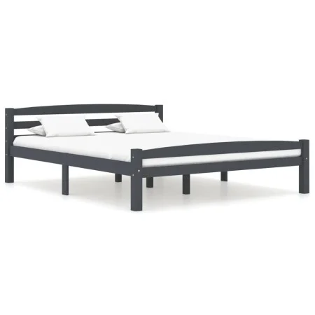 Dark gray pine solid wood bed frame 160x200 cm by vidaXL, Beds and slatted bases - Ref: Foro24-322093, Price: 172,58 €, Disco...