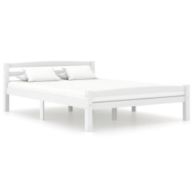 Estructura de cama de madera maciza de pino blanca 140x200 cm de vidaXL, Camas y somieres - Ref: Foro24-322071, Precio: 136,9...