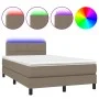 Box spring bed with mattress and LED taupe gray fabric 120x200 cm by vidaXL, Beds and slatted bases - Ref: Foro24-3133145, Pr...