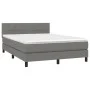 Box spring bed mattress and LED lights dark gray fabric 140x190 cm by vidaXL, Beds and slatted bases - Ref: Foro24-3133150, P...