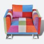 Stoff-Patchwork-Würfelsessel mit Chrombeinen von vidaXL, Sessel - Ref: Foro24-240895, Preis: 263,77 €, Rabatt: %