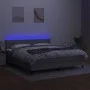 Box spring bed mattress and LED lights light gray fabric 160x200 cm by vidaXL, Beds and slatted bases - Ref: Foro24-3133165, ...