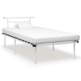 Estructura de cama de metal blanco 100x200 cm de vidaXL, Camas y somieres - Ref: Foro24-324824, Precio: 67,83 €, Descuento: %