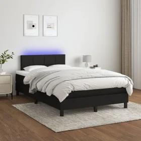Box spring bed with LED mattress black fabric 120x200 cm by vidaXL, Beds and slatted bases - Ref: Foro24-3133143, Price: 381,...