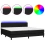 Box spring bed mattress and LED lights black fabric 200x200 cm by vidaXL, Beds and slatted bases - Ref: Foro24-3133183, Price...