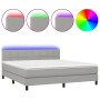 Boxspringbettmatratze und LED-Leuchten hellgrauer Stoff 180x200 cm von vidaXL, Betten und Lattenroste - Ref: Foro24-3133173, ...