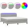 Boxspringbettmatratze und LED-Leuchten hellgrauer Stoff 180x200 cm von vidaXL, Betten und Lattenroste - Ref: Foro24-3133173, ...