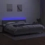 Box spring bed with fabric mattress and light gray LED 200x200 cm by vidaXL, Beds and slatted bases - Ref: Foro24-3133181, Pr...