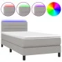 Box spring bed mattress and LED lights light gray fabric 80x200 cm by vidaXL, Beds and slatted bases - Ref: Foro24-3133189, P...