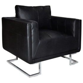 Sessel mit verchromten Beinen aus schwarzem Kunstleder von vidaXL, Sessel - Ref: Foro24-241004, Preis: 297,48 €, Rabatt: %