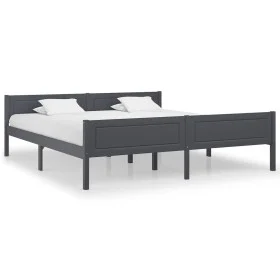Massives Bettgestell aus grauem Kiefernholz, 180 x 200 cm von vidaXL, Betten und Lattenroste - Ref: Foro24-322129, Preis: 160...