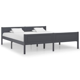 Solid gray pine wood bed frame 180x200 cm by vidaXL, Beds and slatted bases - Ref: Foro24-322129, Price: 149,83 €, Discount: %