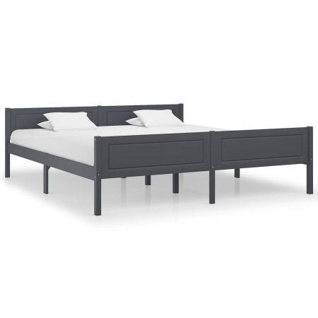 Solid gray pine wood bed frame 180x200 cm by vidaXL, Beds and slatted bases - Ref: Foro24-322129, Price: 149,76 €, Discount: %