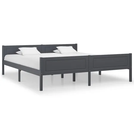 Solid gray pine wood bed frame 180x200 cm by vidaXL, Beds and slatted bases - Ref: Foro24-322129, Price: 160,11 €, Discount: %