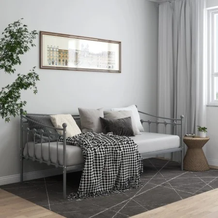 Gray metal sofa bed frame 90x200 cm by vidaXL, Beds and slatted bases - Ref: Foro24-324757, Price: 158,49 €, Discount: %
