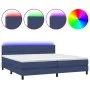 Cama box spring colchón y luces LED tela azul 200x200 cm de vidaXL, Camas y somieres - Ref: Foro24-3133187, Precio: 580,65 €,...