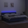 Box spring bed mattress and LED lights blue fabric 200x200 cm by vidaXL, Beds and slatted bases - Ref: Foro24-3133187, Price:...