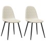 Sillas de comedor 2 unidades terciopelo blanco crema