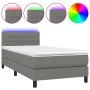 Box spring bed mattress and LED lights dark gray fabric 80x200 cm by vidaXL, Beds and slatted bases - Ref: Foro24-3133190, Pr...