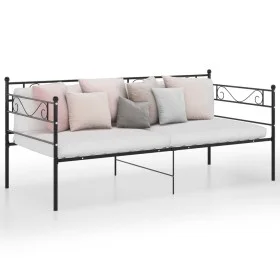 Black metal sofa bed frame 90x200 cm by vidaXL, Beds and slatted bases - Ref: Foro24-324767, Price: 135,57 €, Discount: %