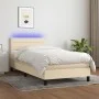 Box spring bed mattress and LED lights cream fabric 100x200 cm by vidaXL, Beds and slatted bases - Ref: Foro24-3133218, Price...