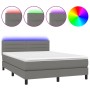 Boxspringbettmatratze und LED-Leuchten dunkelgrauer Stoff 140x190 cm von vidaXL, Betten und Lattenroste - Ref: Foro24-3133230...