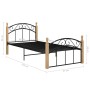 Metal bed frame and solid oak wood 90x200 cm by vidaXL, Beds and slatted bases - Ref: Foro24-324925, Price: 83,49 €, Discount: %
