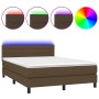 Box spring bed mattress LED lights dark brown fabric 140x200cm by vidaXL, Beds and slatted bases - Ref: Foro24-3133240, Price...
