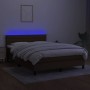 Box spring bed mattress LED lights dark brown fabric 140x200cm by vidaXL, Beds and slatted bases - Ref: Foro24-3133240, Price...