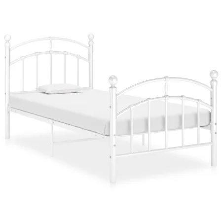 Bettgestell aus weißem Metall, 100 x 200 cm von vidaXL, Betten und Lattenroste - Ref: Foro24-324971, Preis: 86,79 €, Rabatt: %