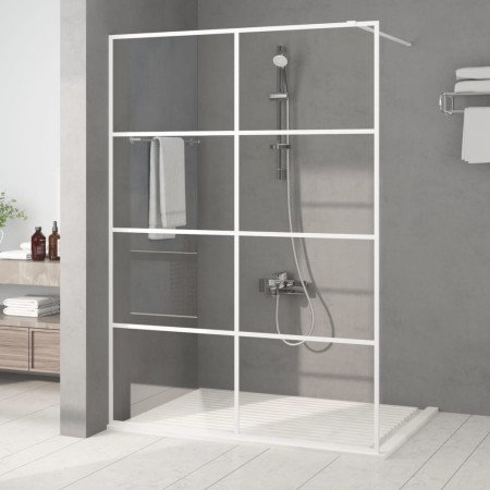 Mampara de ducha vidrio ESG transparente blanco 140x195 cm