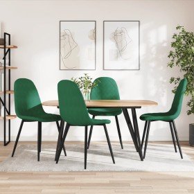 Sillas de comedor 4 unidades terciopelo verde oscuro