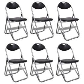 Folding dining chairs 2 pcs synthetic leather and black steel by vidaXL, Folding stools and chairs - Ref: Foro24-241494, Pric...