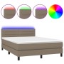 Cama box spring colchón y luces LED tela gris taupe 140x200 cm de vidaXL, Camas y somieres - Ref: Foro24-3133241, Precio: 462...