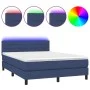Box spring bed mattress and LED lights blue fabric 140x200 cm by vidaXL, Beds and slatted bases - Ref: Foro24-3133243, Price:...