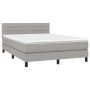 Boxspringbettmatratze und LED-Leuchten hellgrauer Stoff 140x190 cm von vidaXL, Betten und Lattenroste - Ref: Foro24-3133229, ...