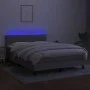 Box spring bed mattress and LED lights light gray fabric 140x190 cm by vidaXL, Beds and slatted bases - Ref: Foro24-3133229, ...