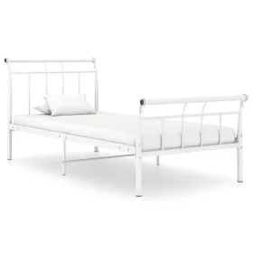 White metal bed frame 100x200 cm by vidaXL, Beds and slatted bases - Ref: Foro24-325034, Price: 72,21 €, Discount: %