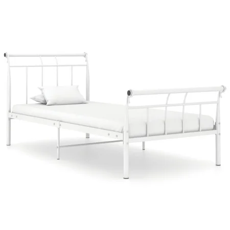 White metal bed frame 100x200 cm by vidaXL, Beds and slatted bases - Ref: Foro24-325034, Price: 72,65 €, Discount: %