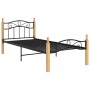Estructura de cama madera maciza roble metal negro 100x200 cm de vidaXL, Camas y somieres - Ref: Foro24-324912, Precio: 89,72...